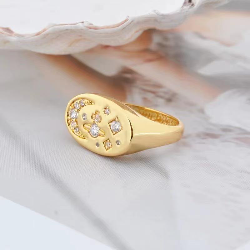 Vivienne Westwood Quadrat Stern Mond Saturn Diamantring - Damenmode, Hohe Qualität, Einfache Persönlichkeit Zeigefinger Schmuck