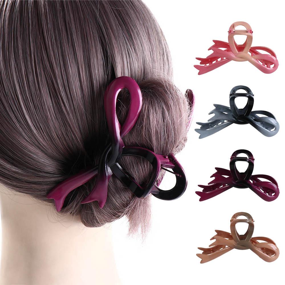 

Cute Hairpin Bowknot Hair Clip Acrylic Large Shark Clip Fashion Bow Hair Claw Female style 4
