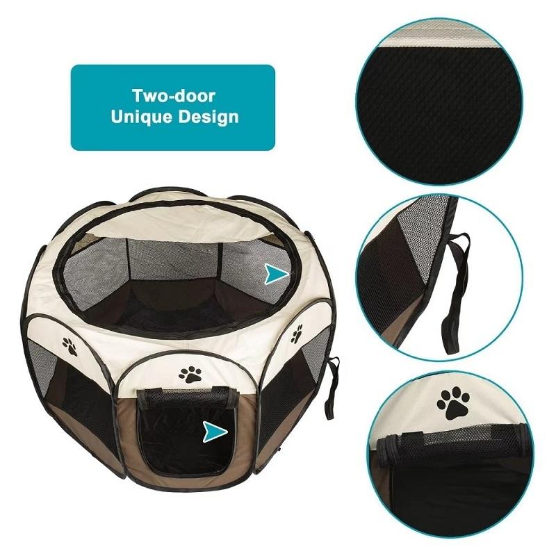 Portable Foldable Octagonal Pet Tent Indoor & Outdoor Pet Playpen Fence Kennel for Dogs and Cats, Easy Setup Large Pet Enclosure