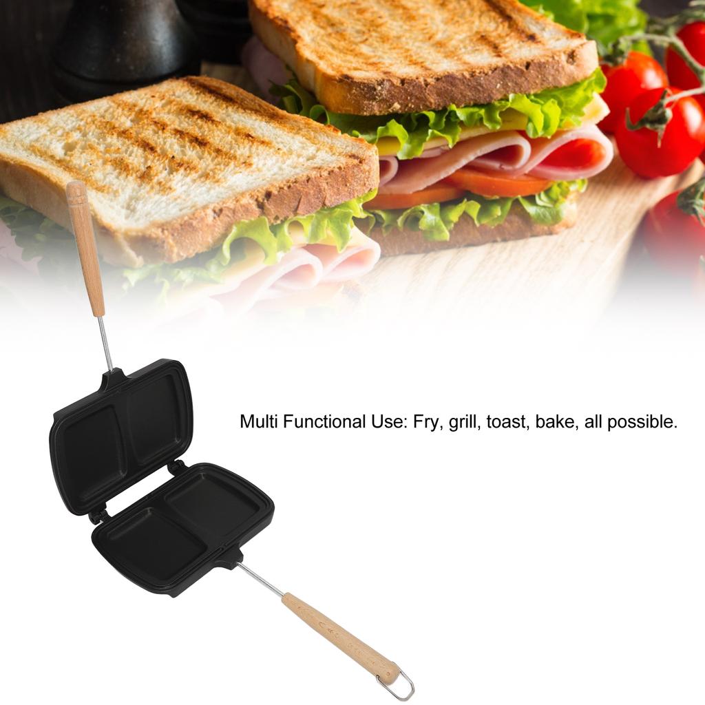 Sandwich Baking Pan Double Side Sandwich Maker Anti Stick with Detachable Handle Sandwich Skillet for Gas Stove Egg Toast