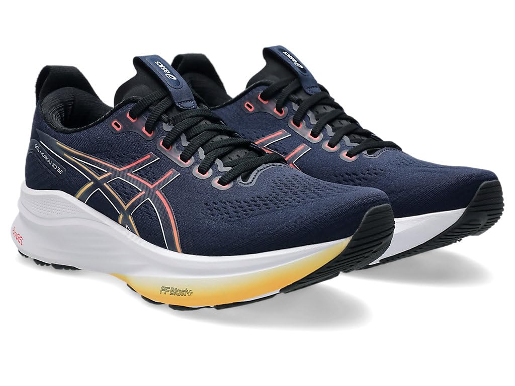 ASICS 32 Wide Running Navy and Size Comfort and GEL-KAYANO Shoes, Black, 26.0, Men's, 1011C051.400. Stability.