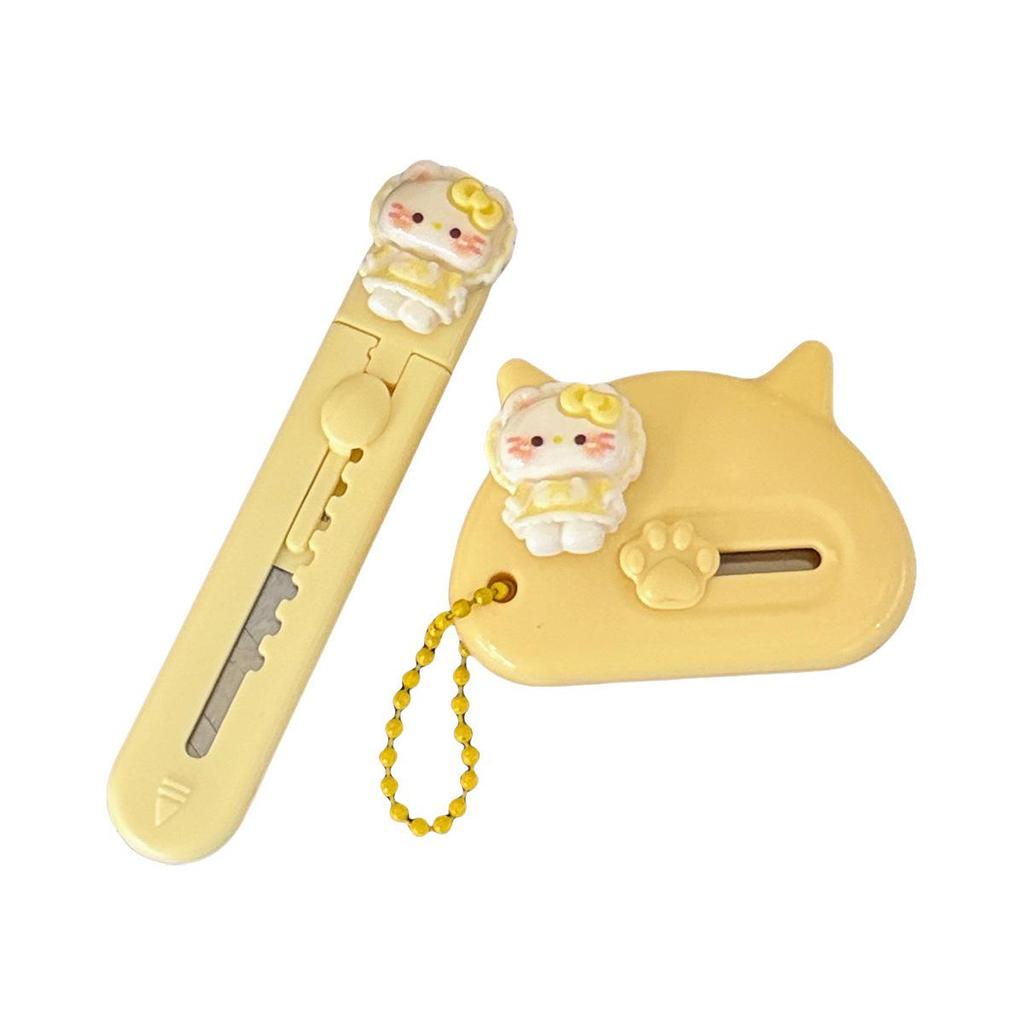 Cute Cat Craft Knife for Packages, Scrapbooking, & Paper Cutting - Portable Ice Cream Style