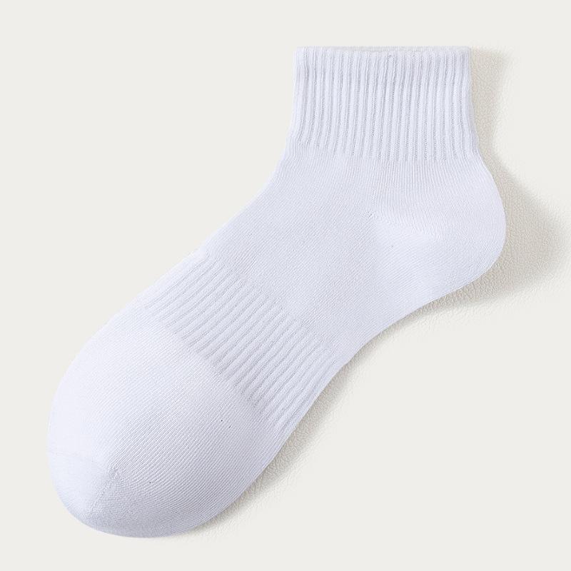 White Socks, Men's Anti-odor Mid-calf Socks, Cotton Socks, Sports Sweat-absorbing Short Calf Breathable, Autumn and Winter Long-calf Socks