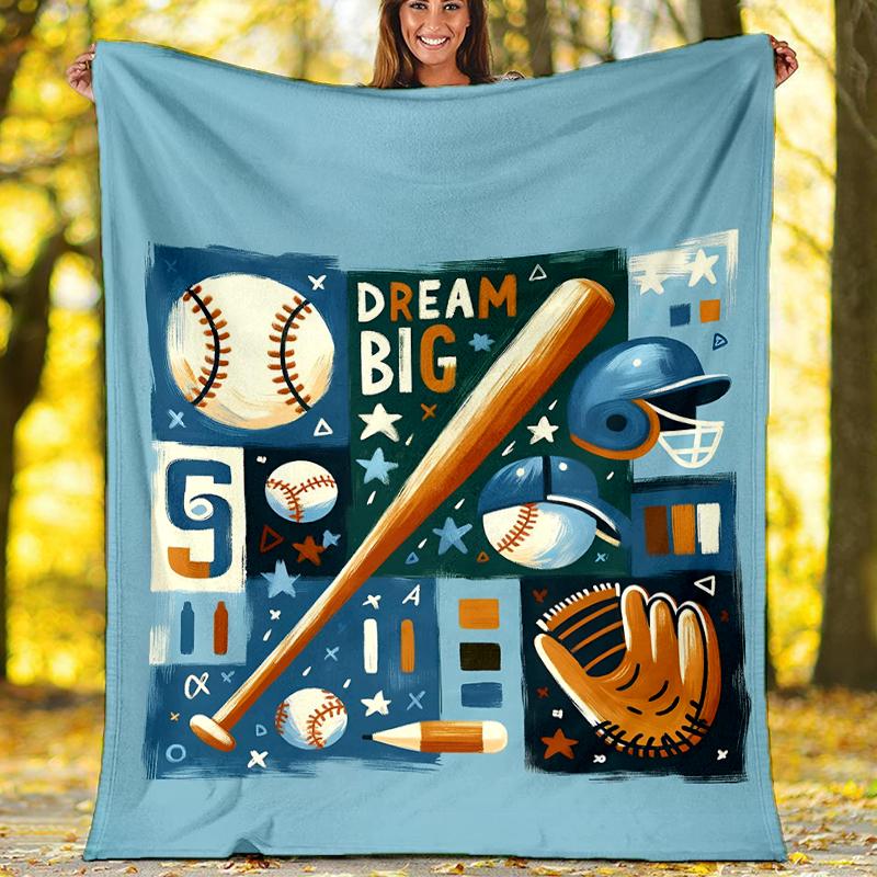Baseball Theme Printed Blanket - Perfect for Couch, Bed, Travel & Outdoor Use | Machine Washable, Cozy & Durable.
