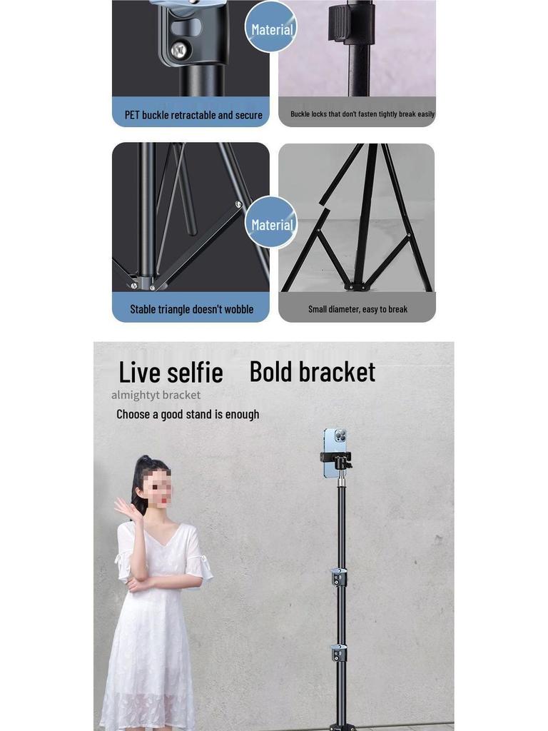 Dual Phone Outdoor Live Streaming Tripod with Multi-Angle Stand and Fill Light