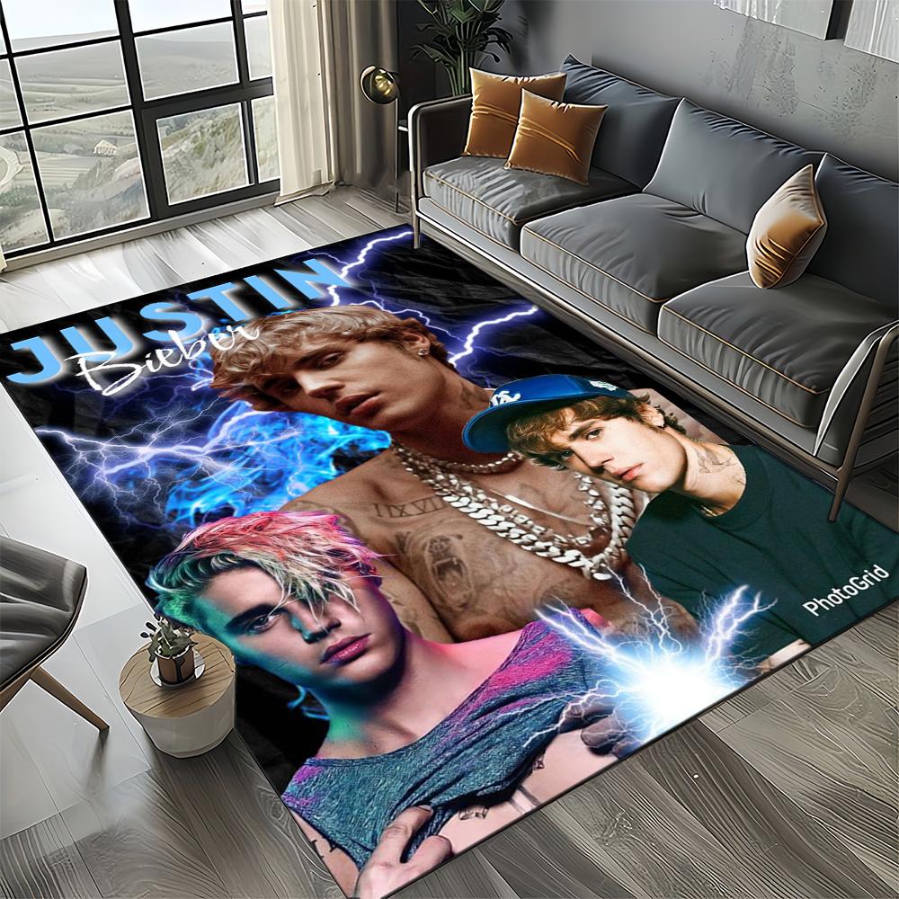 2025 New Style Justin Drew Bieber Singer JB Carpet Rug for Living Room Bedroom Home Sofa Decoration,Kid Play Non-slip Floor Mat