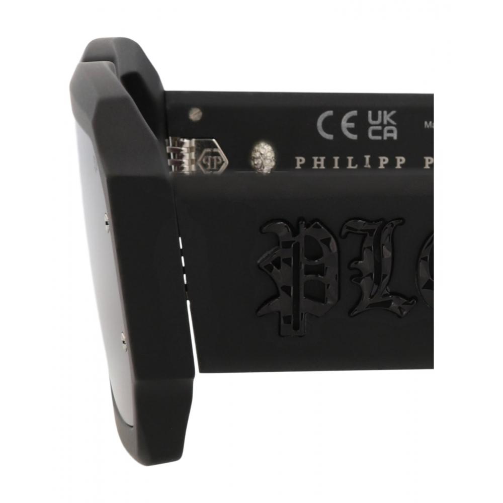 Philipp Plein Square Frame Acetate Sunglasses Black Black Smoke