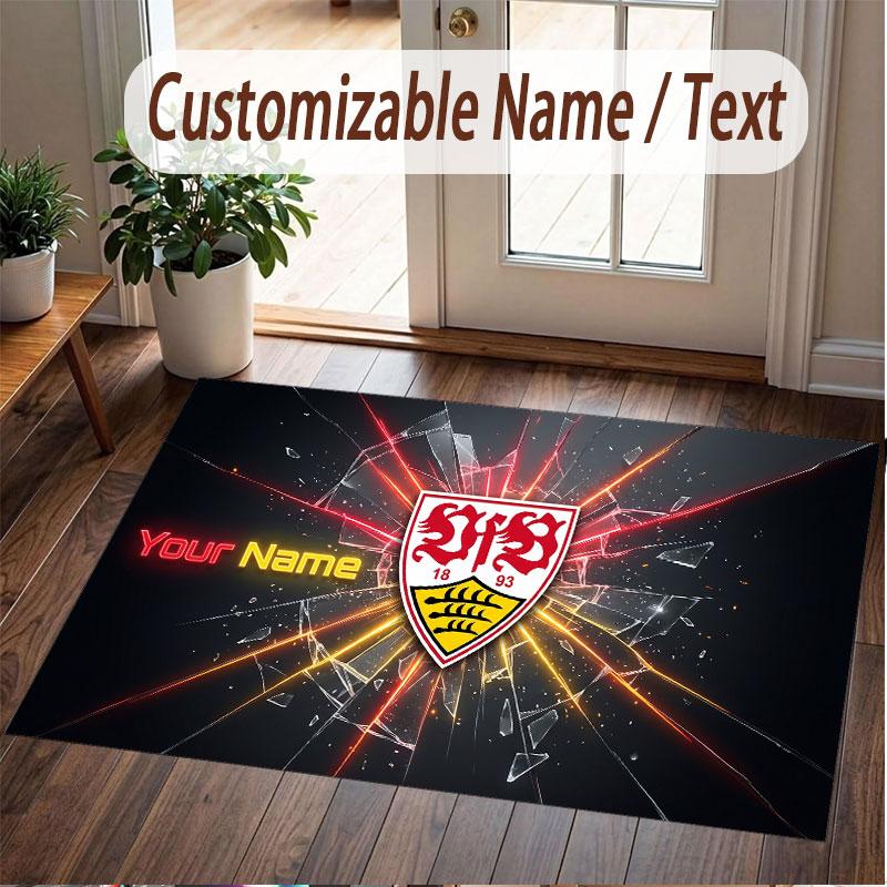Custom Rug VfB Stuttgart FC Pattern Print Name Text Soft Non‑Slip Floor Carpet for Home Indoor Decoration