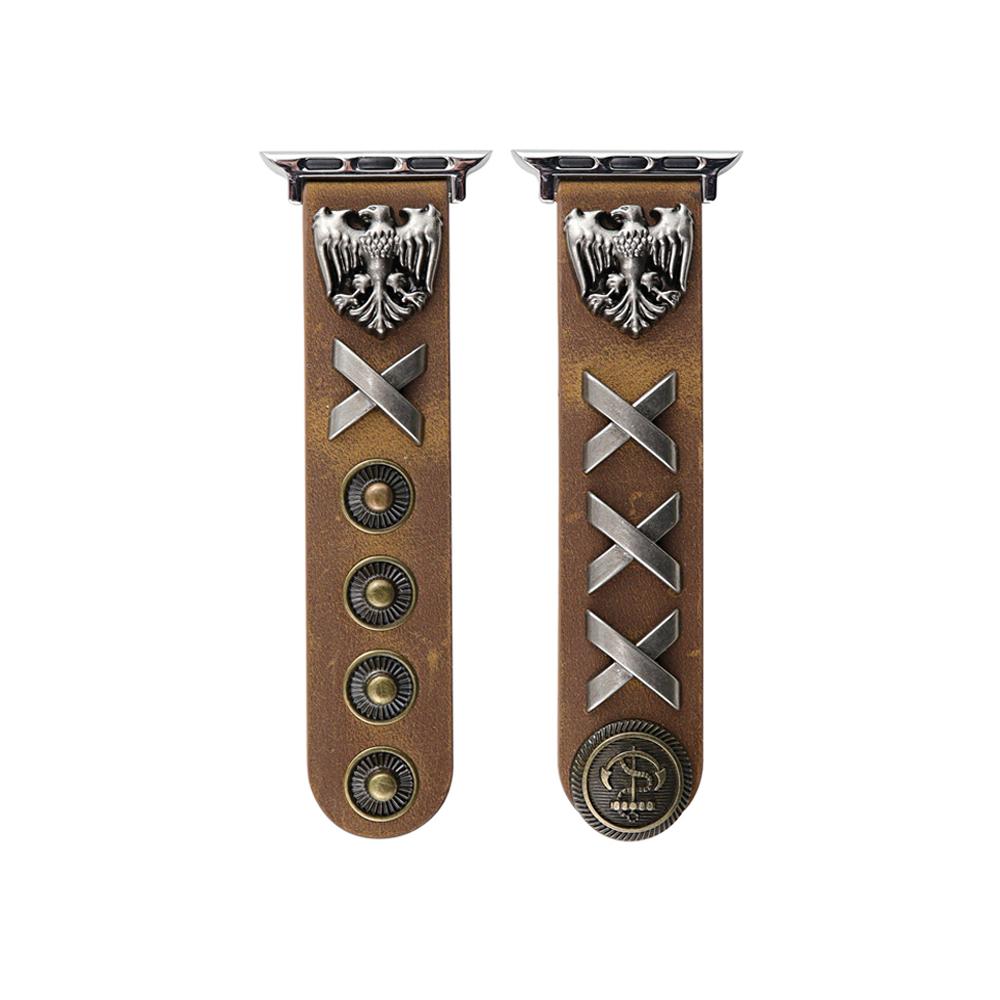 

Punk Rive Eagle Leather Bracelet For Apple Watch Band 49mm 45mm 41mm 44mm 40mm Ultra Watchband iWatch Strap Series 8 SE 7 6 5 4 For 38 40 41mm коричневый