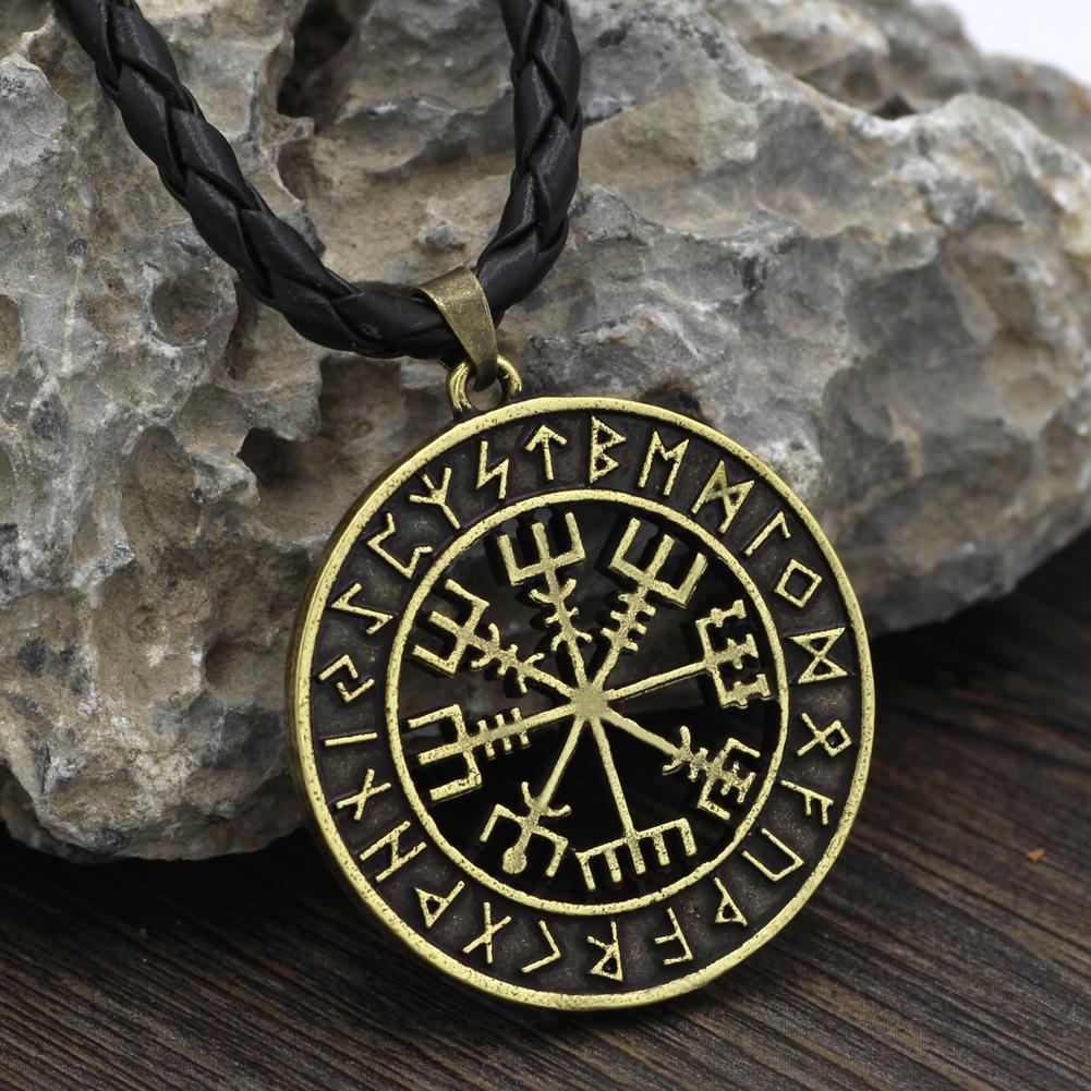 Viking IJslandse Helm Horror In Runen Cirkel Hanger Magische Staven Kompas Rune Amulet Ketting