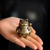 Lucky Cat Incense Burner Elegant Japanese-Style Feng Shui Decor Hand-Holding Cat Paw Design Perfect for Home & Office Good Luck