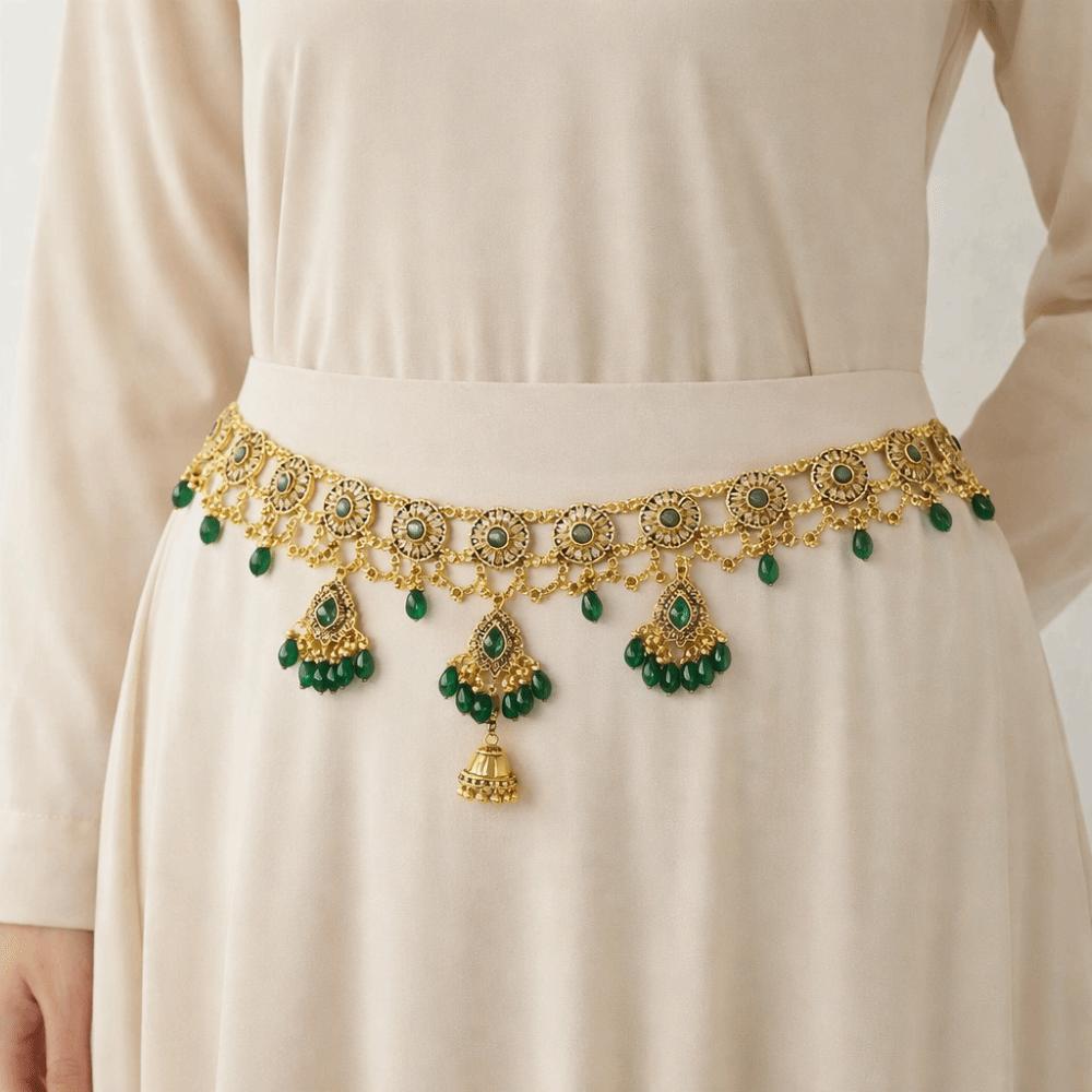 Retro Beads Tassel Belly Chain Metal Adjustable Ethnic Style Belt Long Bell Pendant Body Chain Gift
