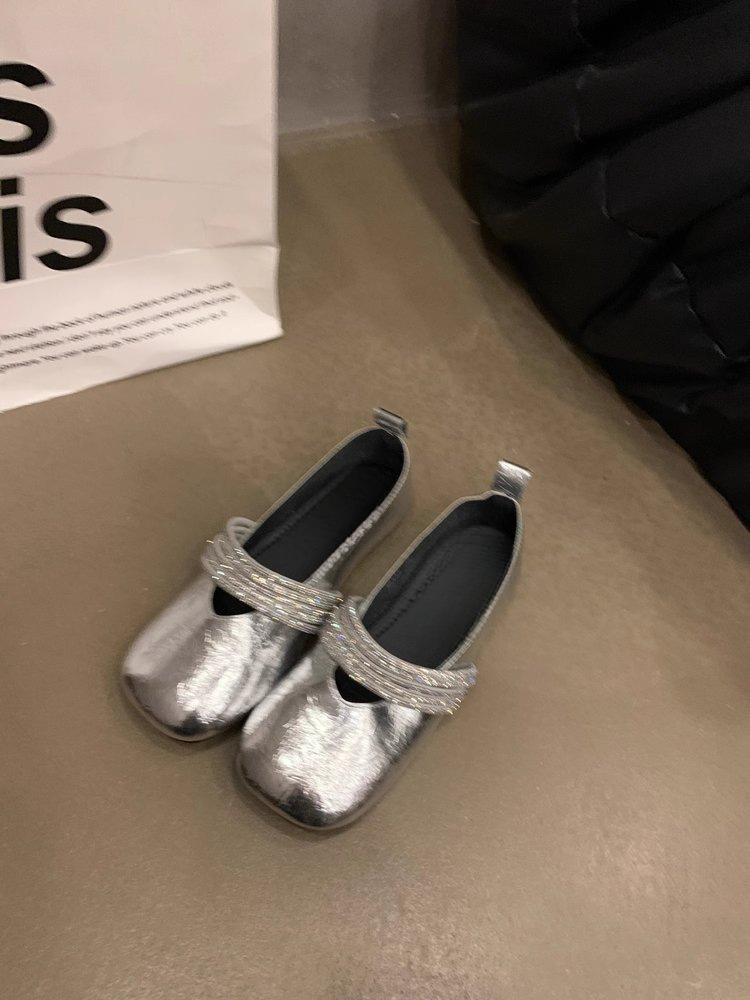 French Black Single Shoes Women's 2025 New Spring and Summer Flat-bottomed Evening Shoes Gentle Wind Ballet Shoes with Skirts Grandma Shoes