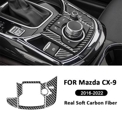 Pro Mazda CX-9 2016- Panelový rámeček dekorace řadicí páky a multimediálního ovladače z uhlíkových vláken Samolepka Interiérové doplňky