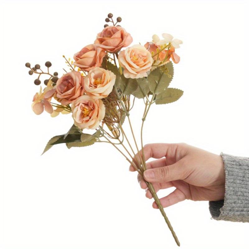 1Pc Artificial Flowers French Rose Small Bunch Flowers for Outdoor Patio Garden Wedding Home Decor Accessories