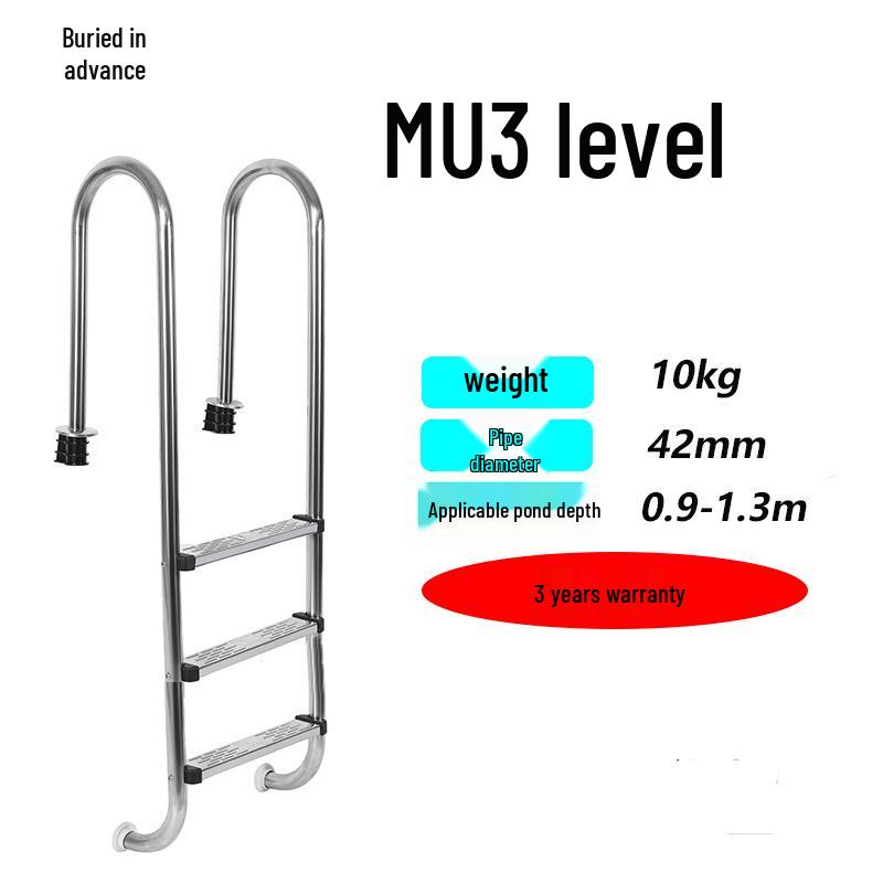 304 Stainless Steel Swimming Pool Ladder with Thickened Handrail and Pedal