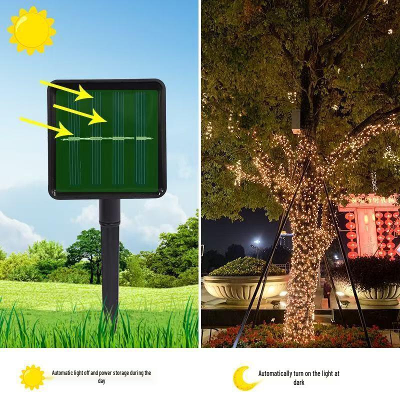 Waterproof LED Solar String Lights for Outdoor Courtyard, Christmas Decor, 8 Modes, Camping & Engineering Use.