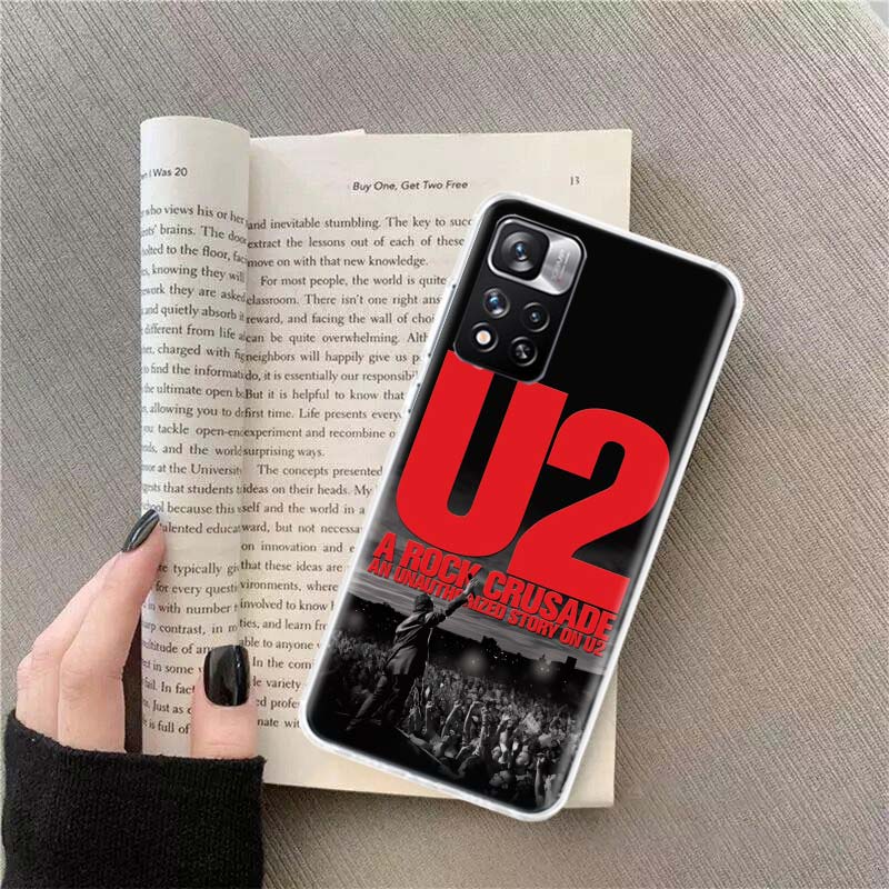 Band U2 Phone Case For Redmi Note 13 12 Pro Plus 14 15 Pro 5G 11 11T 11E 11S 10 Pro 10S 9 9S Cover Cell Clear TPU Capa Cases Sho
