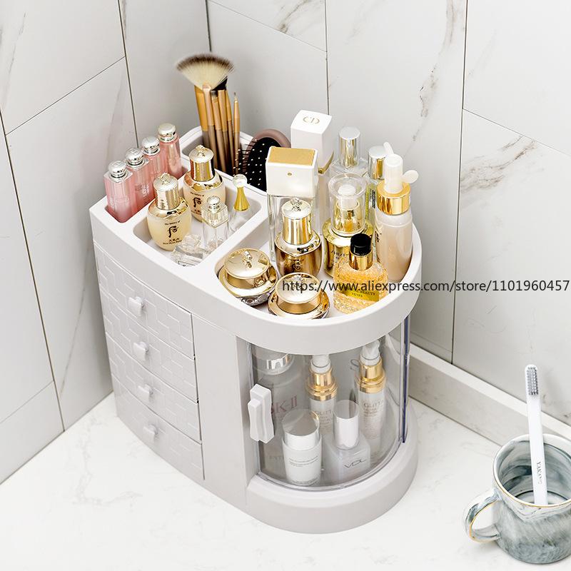 Klarer Acryl-Schminktisch-Organizer Große Kapazität Schubladen-integrierte Aufbewahrungsbox für Hautpflege Lippenstift Make-up