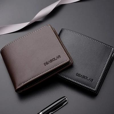 Pu Leather Men Casual Short Wallet Thin Style Folding Young Men Credit Card Holder Wallet