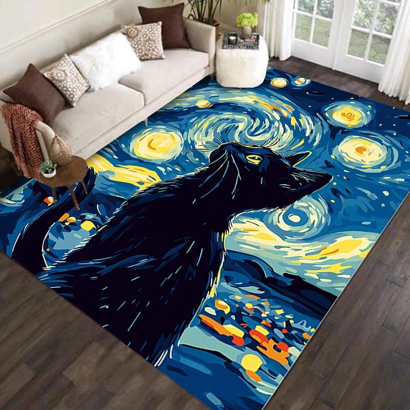 Tiere Malstil Muster Teppich für Zuhause Wohnzimmer Schlafzimmer Sofa Fußmatte Dekor Großer Bereichsteppich Rutschfeste Bodenmatte Mode