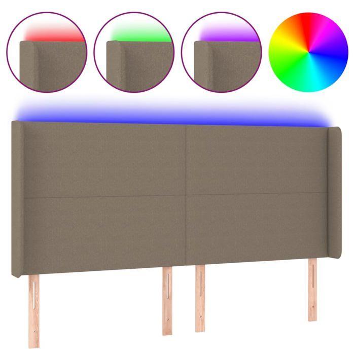 VidaXL Tête de Lit à LED Meuble de Chambre à Coucher Accessoire de Lit Double Tête de Cadre de Lit Intérieur Taupe 3123794