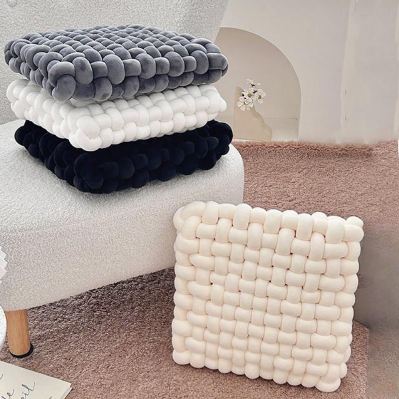 Aesthetic Knot Plush Cushion Nordic Square Stuffed Pillow Sofa Decorative Plush Pillow Floor Windowsill Weaven Cushion Decor
