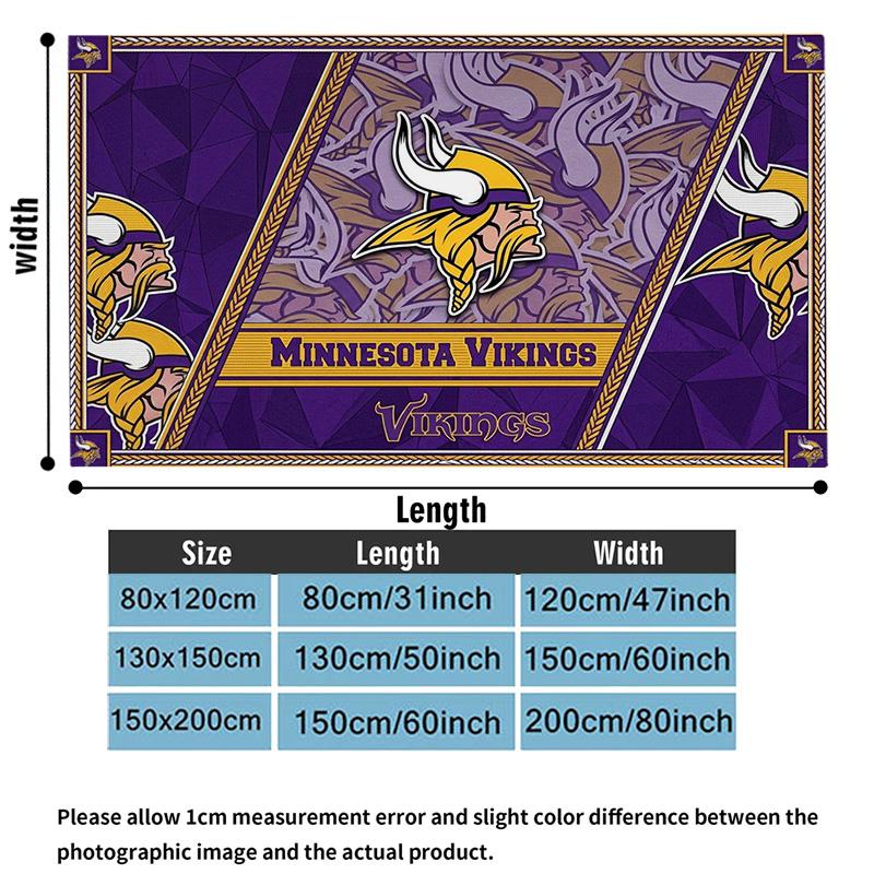 Minnesota Vikings Print Flanelovádeka Vysoká Kvalita Teplá Pohodlná Přikrývka pro Všechna Roční Období Perfektní jako Dárky Domácí Dekor
