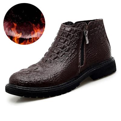 Winter Boots Mens Genuine Leather Shoes Warm Plush Cold Winter Cowhide Brand Male Ankle Boots Footwear Big Size 45