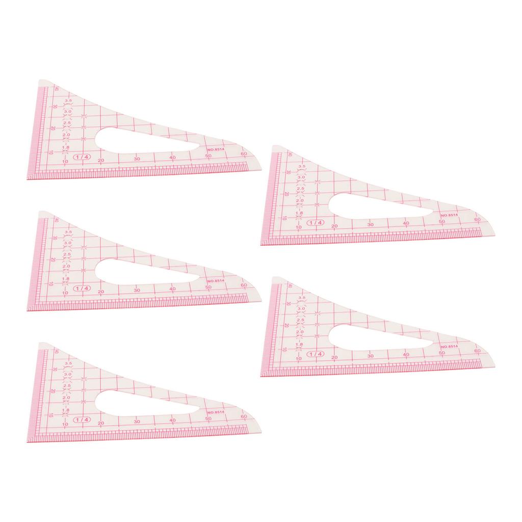5Pcs Triangular Curve Rule Transparent High Accuracy Multifunction Pattern Sewing Rulers Set for