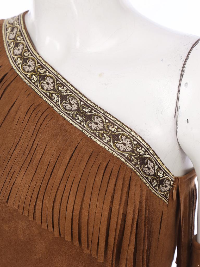 Kadınlar 3 Parça Cadılar Bayramı Yerli Kıyafetleri Seti Kızılderili Kız Yerli Prenses Giydirme Kostümü