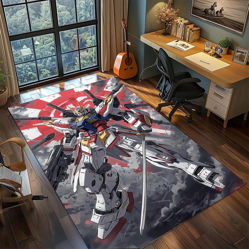 Vintage Gundam Manga Panel Monochromer Stil Teppich Teppich Großer Bereich Teppich Rutschfeste Waschbare Fußmatte Gamer Zimmer Schlafzimmer Heimdekoration
