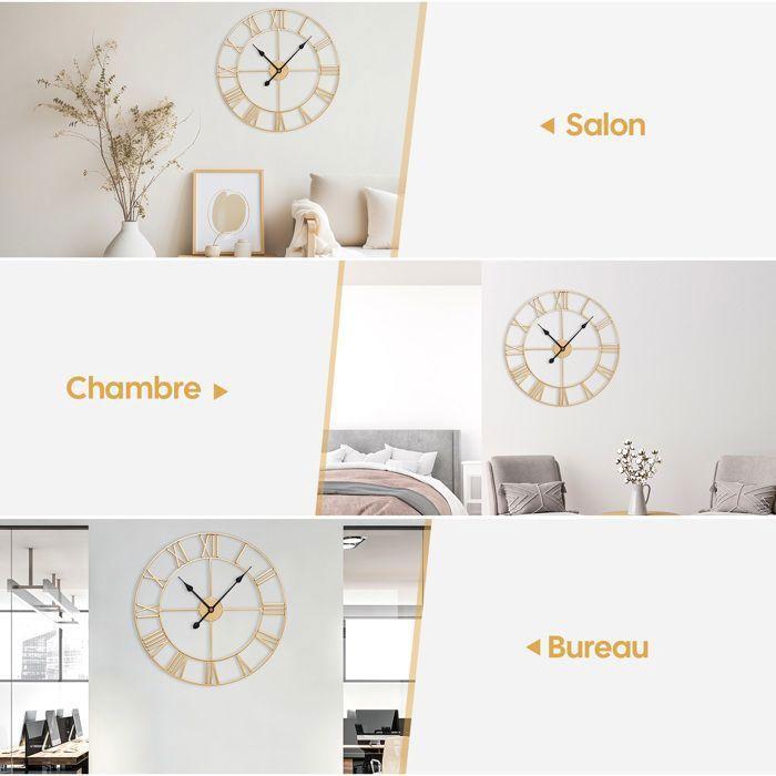 Yorbay Horloge Murale Ronde Pendule Vintage Métal - Ø 60 cm