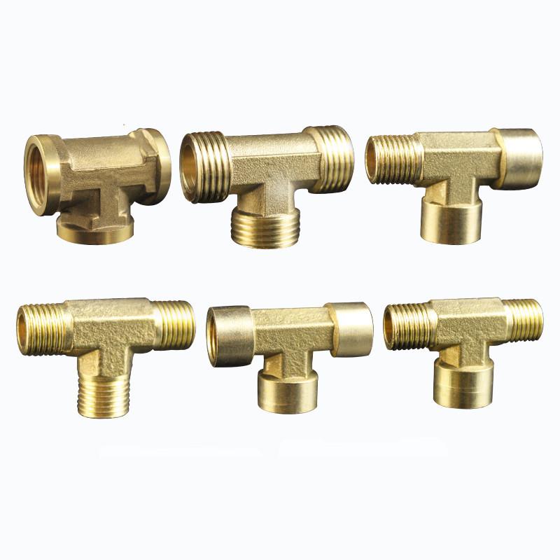1Pc Pneumatic Brass Pipe Fitting Male-Female Thread Conversion Connect 1/8" 1/4" 3/8" BSP Tee Type Copper Water Oil Gas Adapter