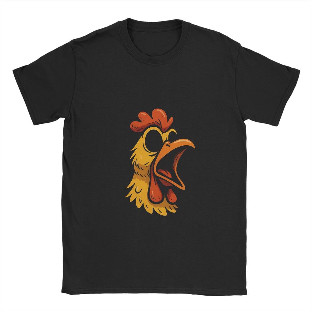 Funny F-Caw-F Screaming Chicken Meme T-Shirts for Men  Awesome 100% Cotton Tee Shirt Round Neck Short Sleeve T Shirt Unique Tops