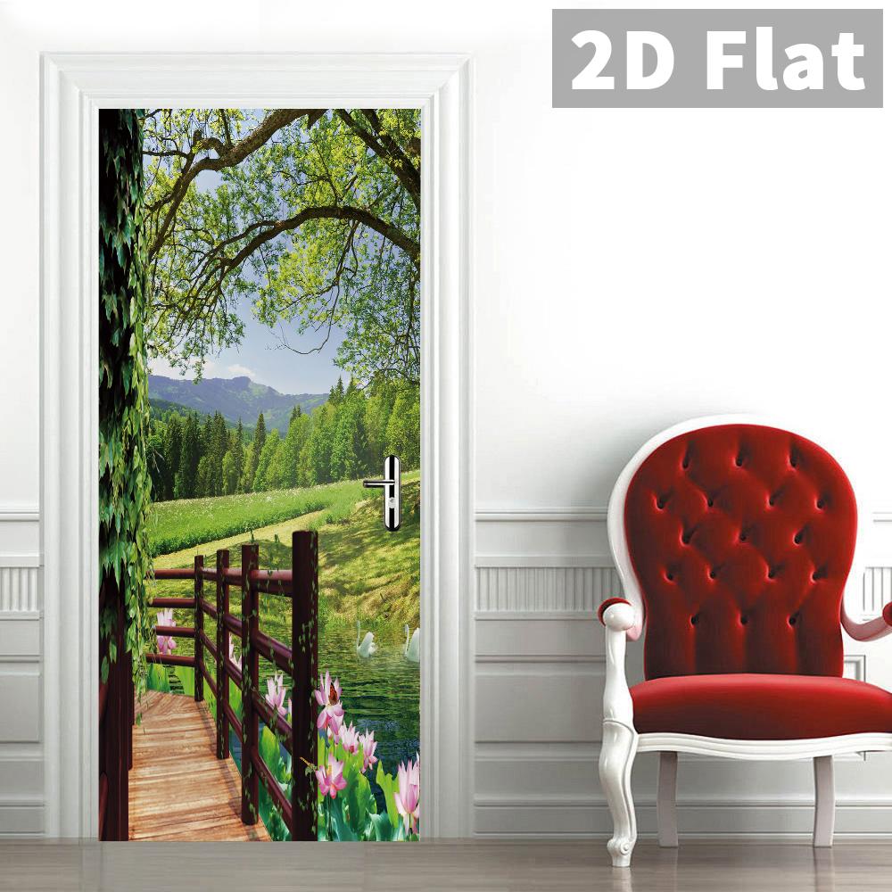 76Style 77/90cm Self-Adhesive Door Stickers Removable Wall Sticker Scenery Wallpaper Stone Stair Murals for Doors Modern Home Decor