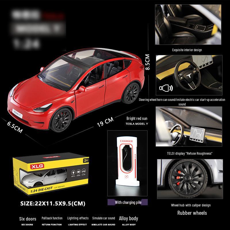 1:24 Модель автомобиля из сплава Tesla - Игрушка-симулятор, автомобиль на новой энергии для детей