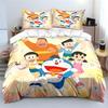 D-Doraemon mit Freunden Bedrucktes Bettwäscheset für Kinder Jungen Mädchen Neue 3D-Bedruckte Bettdecke Bettbezug Kissenbezug Schlafzimmer Dekor