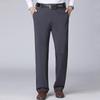Men's High Waist Elastic Casual Pants - Plus Size, Straight Leg, Deep Crotch, Ideal for Middle-Aged & Elderly.