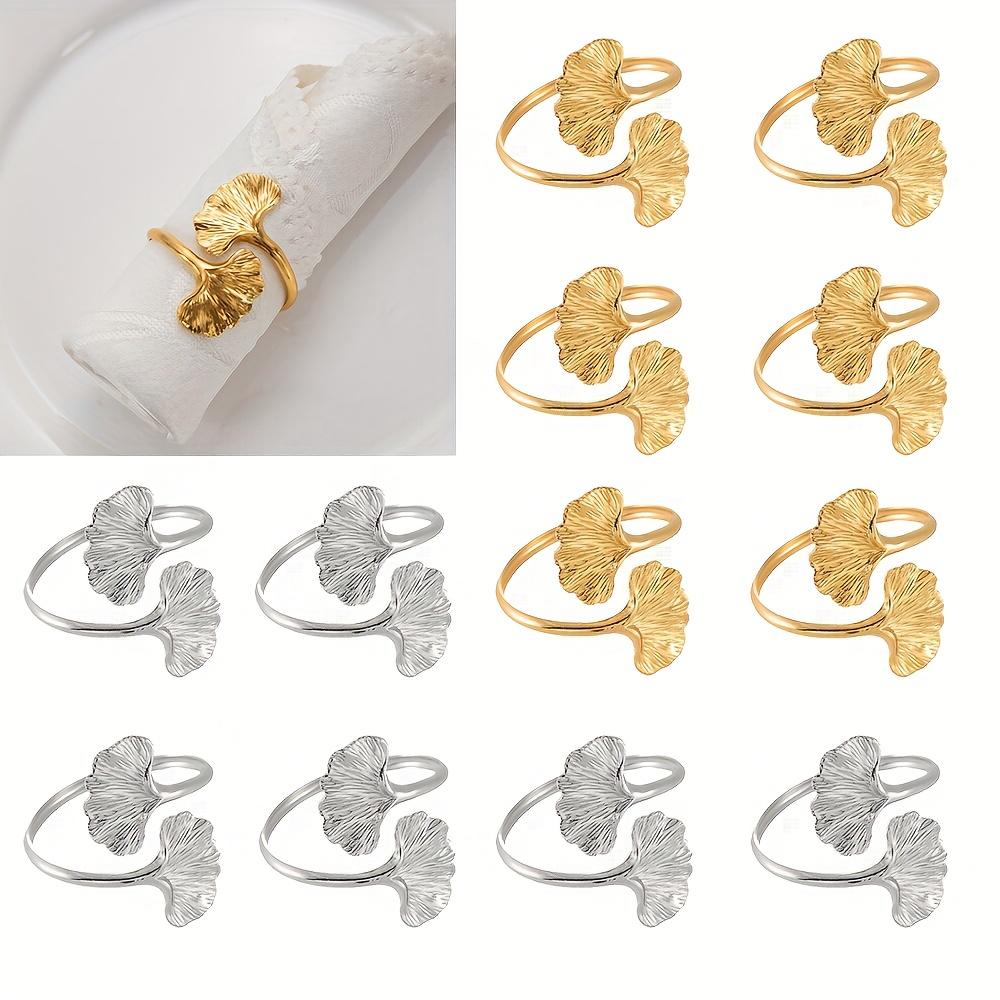 10 Stück Ginkgoblatt Serviettenringe, Geschirrclips, Blattserviettenring Serviettenhalter Geeignet für Geburtstag, Hochzeit, Bankettdekoration