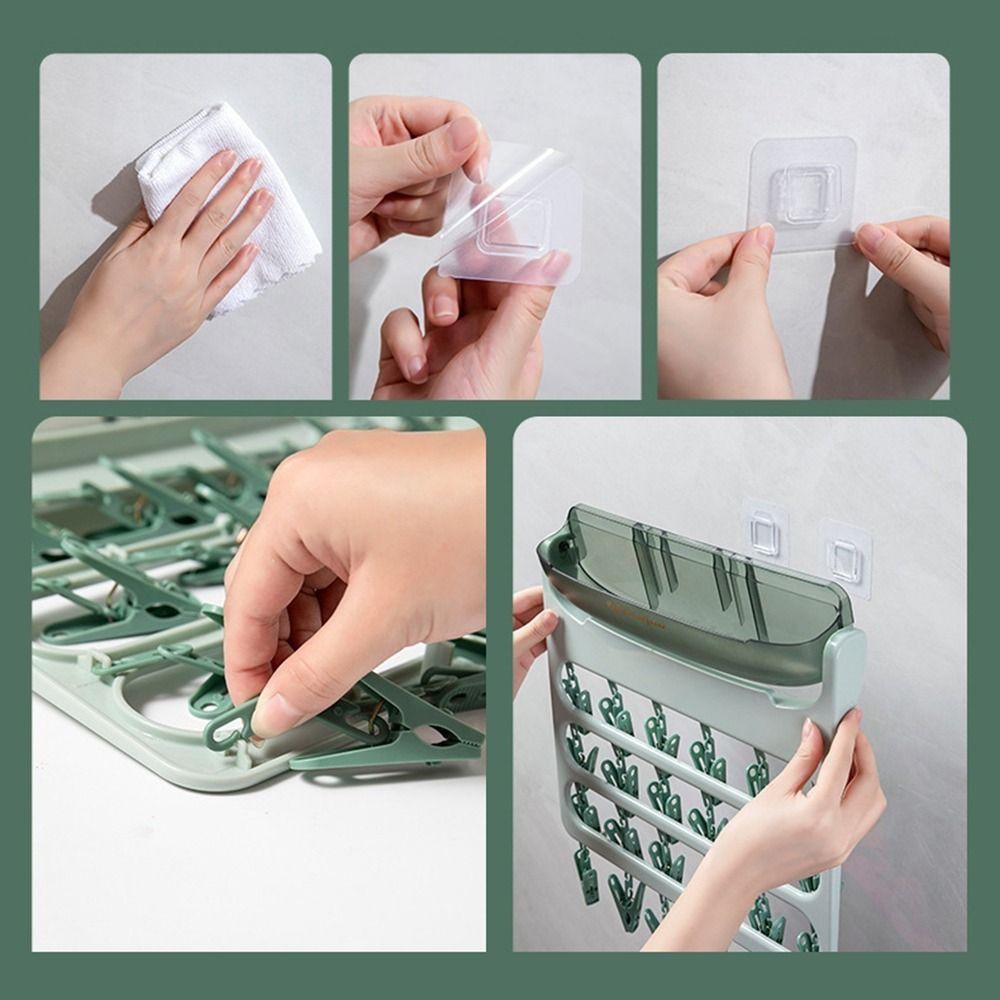 Windproof 24 Clips Clothes Hanger Plastic Cloth Drying Rack Underwear Drying Rack for Home