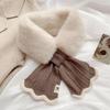 Winter Plush Scarf Woman Thick Fish Tail Wool Knit Cross Fur Collar Outdoor Cycling Windproof Neck Protection Neck Warmer