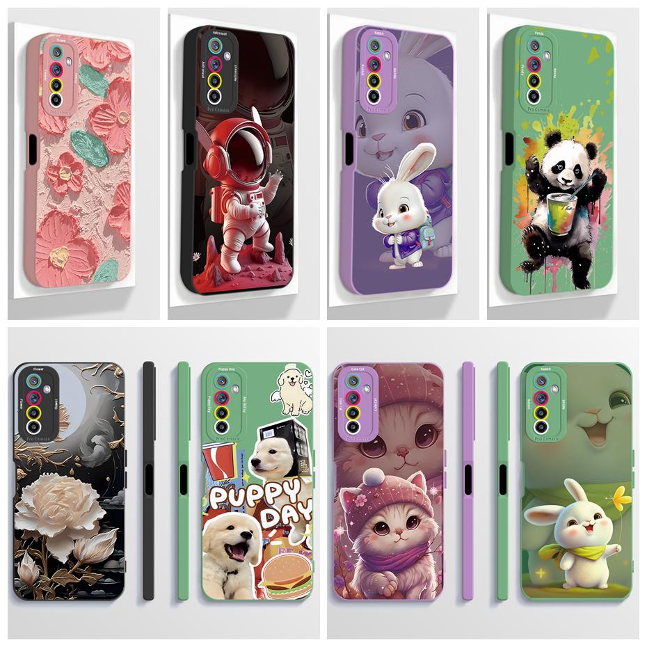 For Realme 6 Pro RMX2063 Case Realme 6 RMX2001 Phone Case Aesthetic Cartoon Astronaut ShockProof Soft Silicone Back Cover Fundas