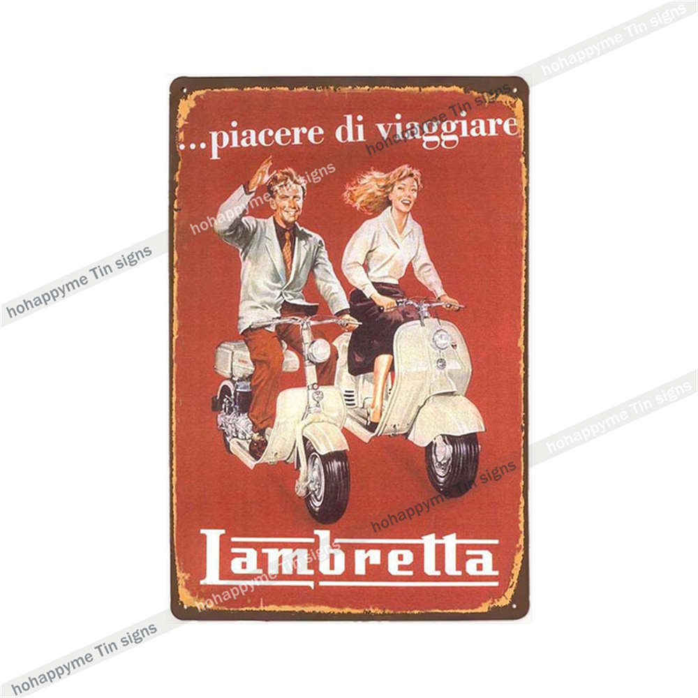 Lambretta Motor Vintage Metal Sign Plaque Decoration Motorcycle Garage Bar Wall Art Poster Plate Home Decor 20x30cm