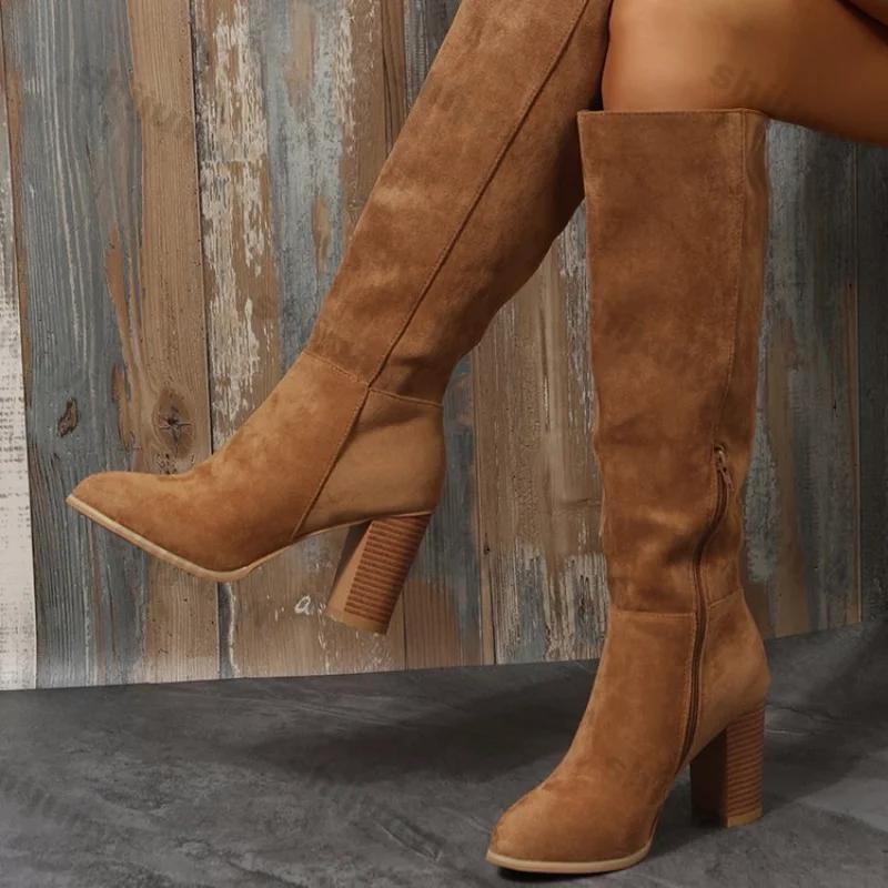 European and American suede over the knee boots for women in autumn 2025 with side zipper high heels and long tube fashion boot