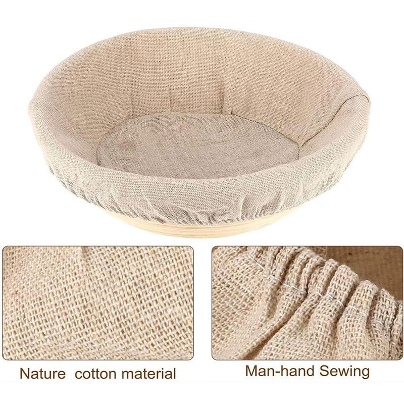 3/4Pcs Bread Basket Liner Cloth Set 9/10Inch Round Dough Fermentation Cloth Liner Baking Dough Basket Cover DIY Baking Tools