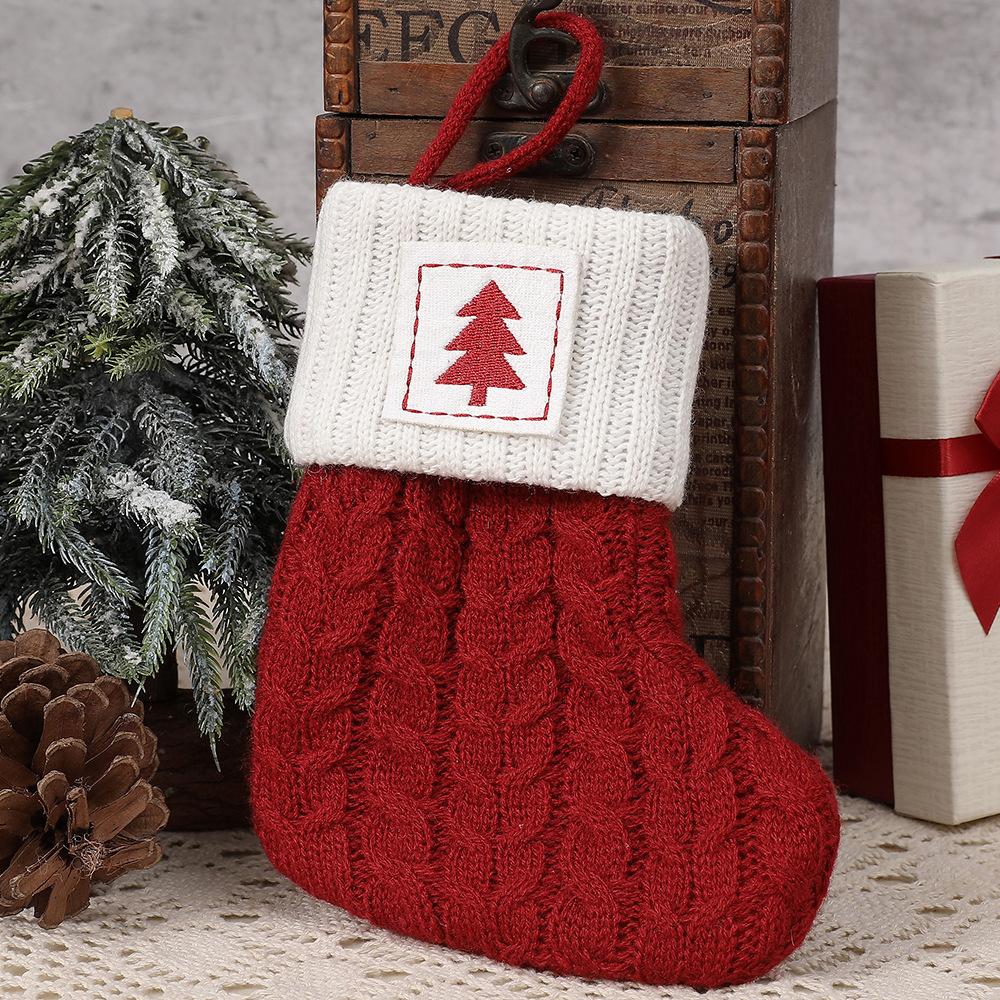 

Рождественский чулок с одной буквой, новый вязаный, подвески для рождественской елки, украшения для дома, рождественский подарок, носки с алфавитом и снежинками Christmas tree