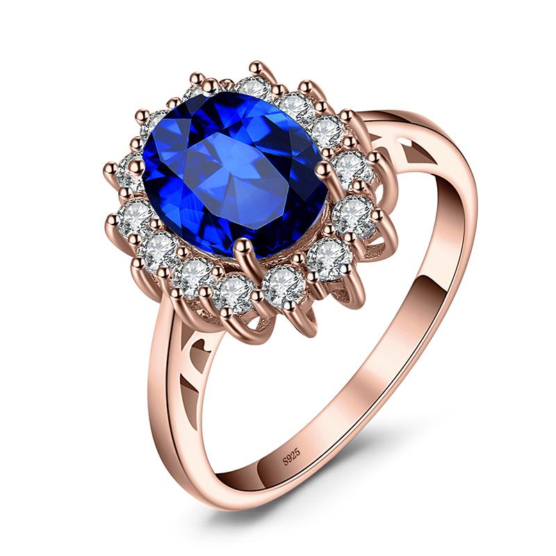 JewelryPalace Prinzessin Diana Kreierter Blauer Saphir 925 Silber Verlobungsring Rubin Natürlicher Amethyst Citrin Blauer Topas
