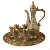 Set Vintage di Caffettiera Turca con Vassoio Tazze da Tè Sbalzate Recipiente Stile Antico per