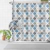 Blue and Grey Shower Curtain for Bathroom, Gray White Bohemian Chic Fabric Geometric Pattern Shower Curta for Men or Women, Teal and Grey Bohemian
